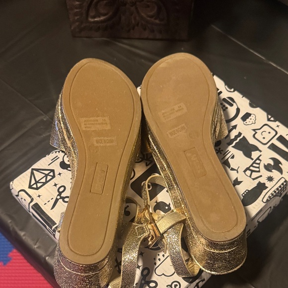 BAMBOO Gold Sandals with Crystal Embellishment - Picture 5 of 6